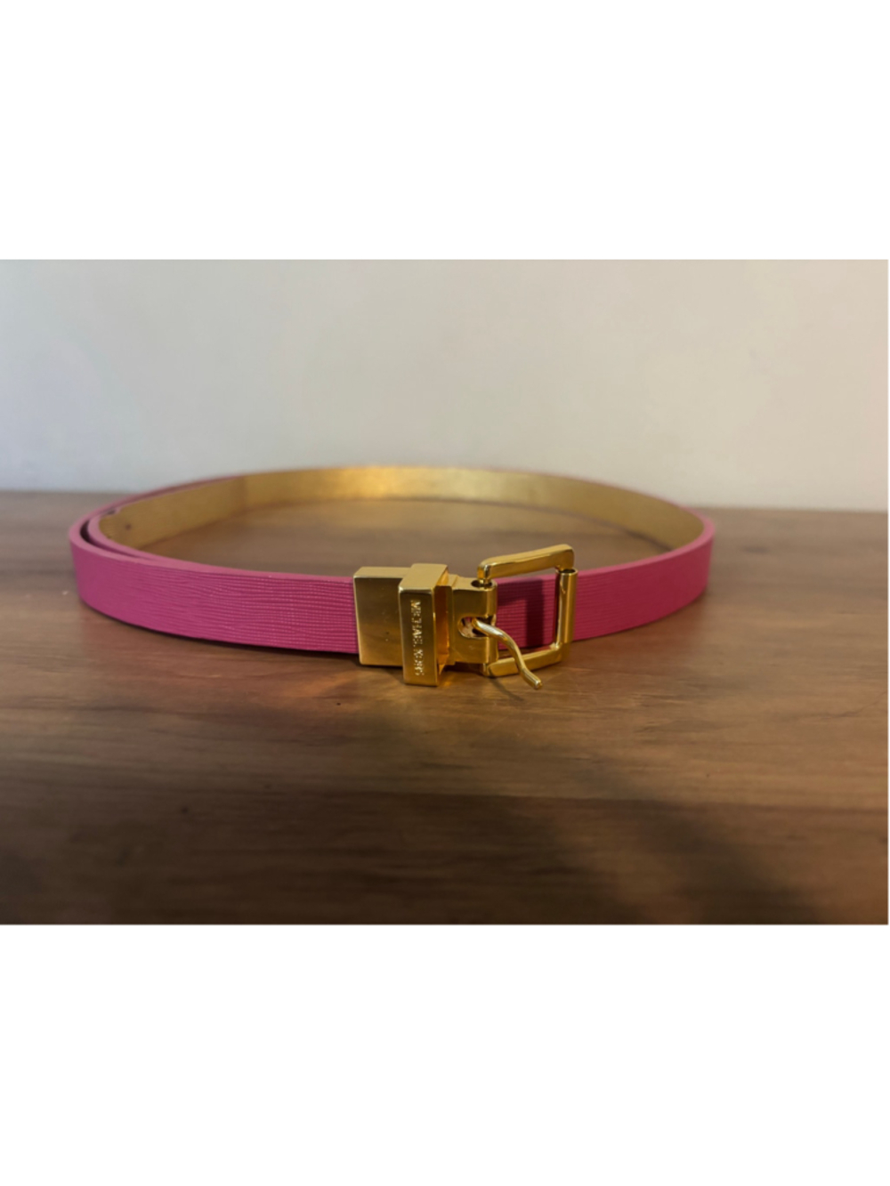 Women's Michael Kors Reversible Belt One Size Pink and Gold 43in length